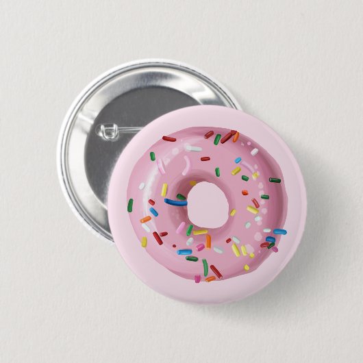 Roze Sprinkle Donut Birthday Party Favor Button (Voorkant /achterkant)