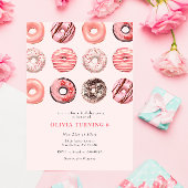 Roze Sprinkle Donut Birthday Party Invitation Kaart