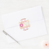 Roze Sprinkle Donut Donuts Eén 1e Verjaardagsfeest Ronde Sticker (Envelop)