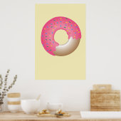 Roze Sprinkle Donut op gele illustratie keuken Poster (Keuken)
