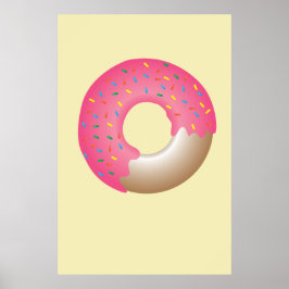 Roze Sprinkle Donut op gele illustratie keuken Poster