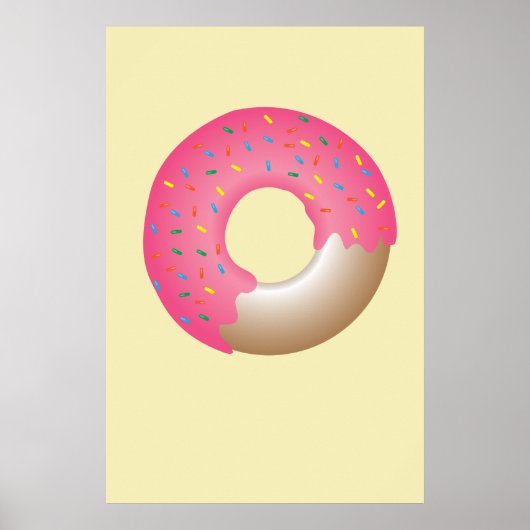 Roze Sprinkle Donut op gele illustratie keuken Poster (Voorkant)