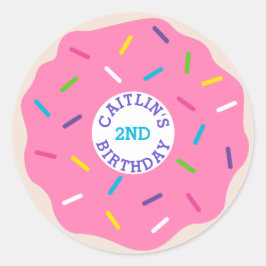Roze Sprinkle Donut Party Stickers