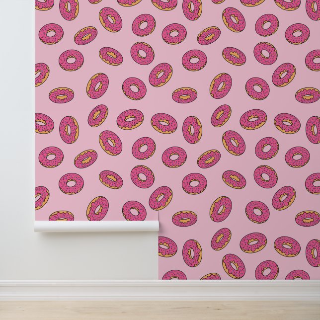 Roze Sprinkle Donut Patroon Behang (Applicatie)