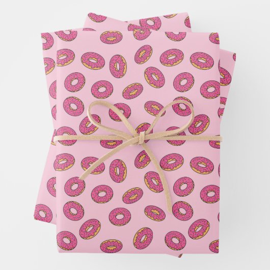 Roze Sprinkle Donut Patroon Inpakpapier Vel (In situ)