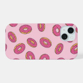 Roze Sprinkle Donut Patroon iPhone 15 Case (Achterkant horizontaal)