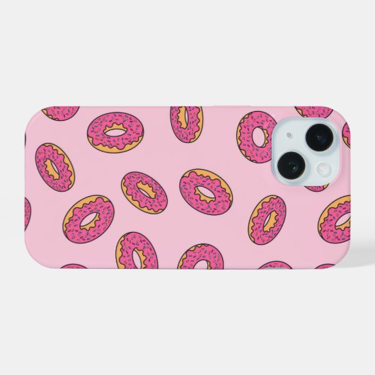 Roze Sprinkle Donut Patroon iPhone 15 Case (Achterkant horizontaal)