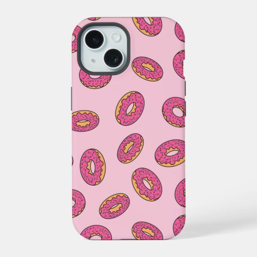 Roze Sprinkle Donut Patroon iPhone 15 Case (Achterkant)