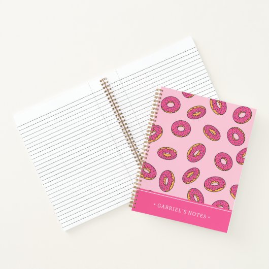 Roze Sprinkle Donut Patroon | Jouw namen toevoegen Notitieboek (Binnen)