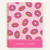 Roze Sprinkle Donut Patroon | Jouw namen toevoegen Notitieboek (Voorkant)