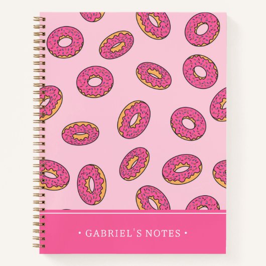 Roze Sprinkle Donut Patroon | Jouw namen toevoegen Notitieboek (Voorkant)