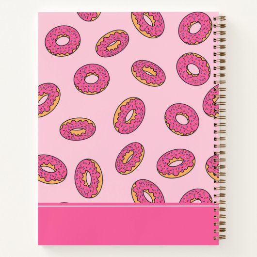 Roze Sprinkle Donut Patroon | Jouw namen toevoegen Notitieboek (Achterkant)