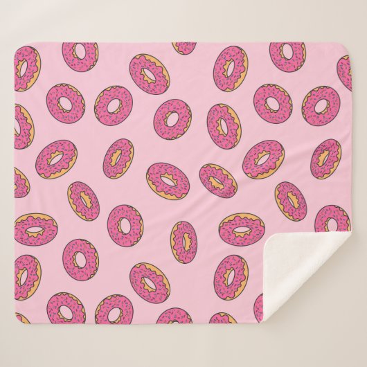 Roze Sprinkle Donut Patroon Sherpa Deken (Voorkant (horizontaal))
