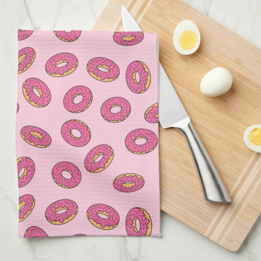 Roze Sprinkle Donut Patroon Theedoek (Quarter Fold)