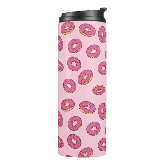 Roze Sprinkle Donut Patroon Thermosbeker (Gedraaid links)