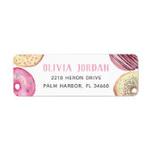 Roze Sprinkle Donut Return Adres Etiket (Voorkant)