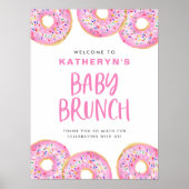 Roze Sprinkle Donuts Baby Brunch Welkom Poster (Voorkant)