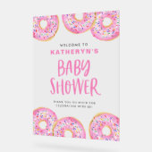 Roze Sprinkle Donuts Baby shower Welkom Acryl Bord (Hoek)