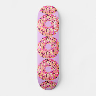 Roze Sprinkle Donuts Girls Paars Aangepaste naam Persoonlijk Skateboard