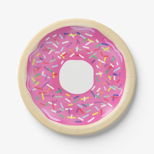 Roze Sprinkle Donuts Modern Verjaardagsfeest Papieren Bordje (Voorkant)