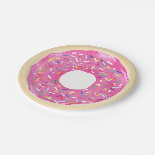 Roze Sprinkle Donuts Modern Verjaardagsfeest Papieren Bordje (Gekanteld)
