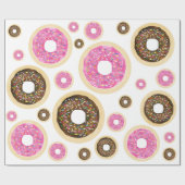 Roze Sprinkle Donuts Modern Verjaardagsfeestje Leu Cadeaupapier (Vlak)