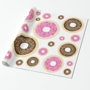 Roze Sprinkle Donuts Moderne Verjaardagsfeestjes P Cadeaupapier
