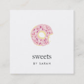 Roze Sprinkle Doughnut Vierkante Visitekaartje (Voorkant)