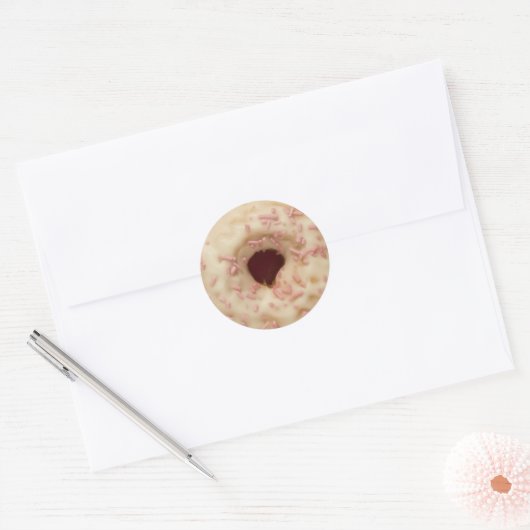 Roze Sprinkles Donut Ronde Sticker (Envelop)