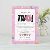 Roze Sprinkles Donut Verjaardag Brunch Kaart (Staand voorkant)