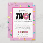 Roze Sprinkles Donut Verjaardag Brunch Kaart (Voorkant / Achterkant)