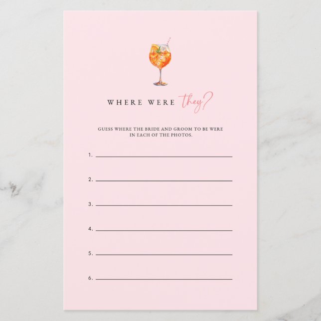 Roze Spritz Waar Waren Ze Bruidsuitnodiging Spel (Voorkant)