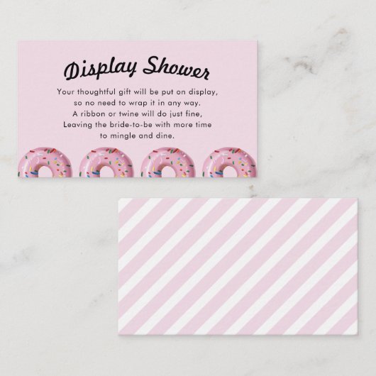 Roze sproeier Donut Display Shower Insert Card Visitekaartje (Voorkant / Achterkant)