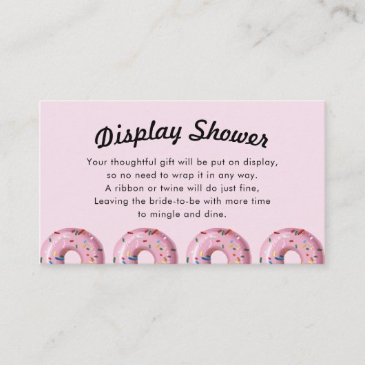 Roze sproeier Donut Display Shower Insert Card Visitekaartje (Voorkant)