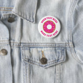 Roze sproinkers donut Birthday party knoppen Ronde Button 5,7 Cm (In situ)