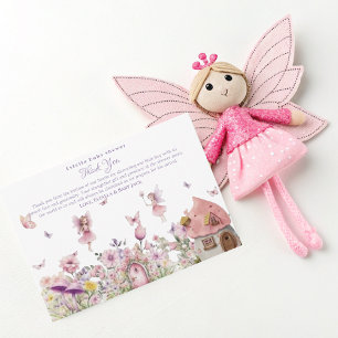 Roze Sprookje Baby shower Bedankt Card