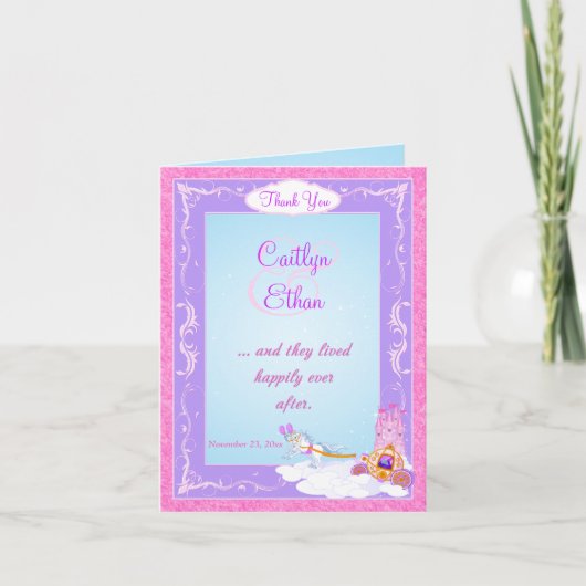Roze Sprookje Dankbetuiging Briefkaart 3 (Voorkant)