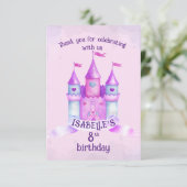 Roze Sprookje Kasteel Lil' Prinses Verjaardagsfees Bedankkaart (Staand voorkant)