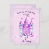 Roze Sprookje Kasteel Lil' Prinses Verjaardagsfees Bedankkaart (Voorkant / Achterkant)