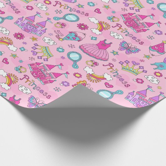 Roze Sprookje Prinses Party Cadeaupapier (Hoek)