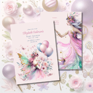 Roze Sprookje Prinses Rozen Meisjes Baby shower Kaart