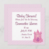 Roze sprookjes Castle Baby Shower Invitations Kaart (Voorkant / Achterkant)