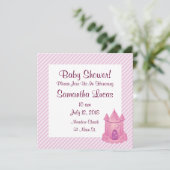 Roze sprookjes Castle Baby Shower Invitations Kaart (Staand voorkant)