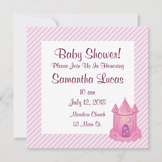 Roze sprookjes Castle Baby Shower Invitations Kaart (Voorkant)
