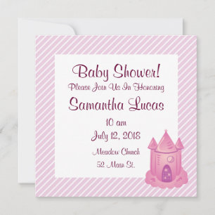 Roze sprookjes Castle Baby Shower Invitations Kaart