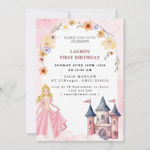 Roze Sprookjes Prinses Verjaardagsfeestje Kaart