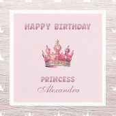 Roze Sprookjesachtige Kroonprinses Verjaardag Servet