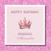 Roze Sprookjesachtige Kroonprinses Verjaardag Servet