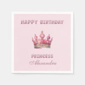 Roze Sprookjesachtige Kroonprinses Verjaardag Servet (Voorkant)