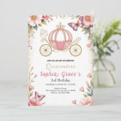 Roze sprookjesachtige Quinceañera Kaart (Staand voorkant)
